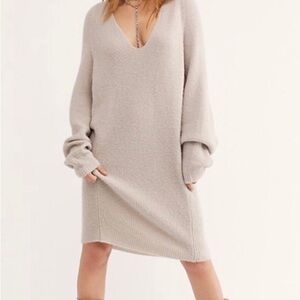 Cozy Knit V-Neck Sweater Dress
